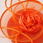 baratos Fascinadores-Fascinadores Sinamay Casamento Aniversário Elegante Vintage Estilo bonito Com Penas Flor Capacete Chapéu