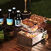 billiga Griller och matlagning utomhus-Hopfällbar brödrostställ i rostfritt stål, bärbar handhållen utomhusgrill, lämplig för picknick och vandring, bakverktyg, avtagbart och lätt att rengöra, perfekt för utomhuscamping