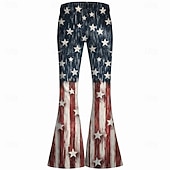  250th Anniversary USA Retro Vintage 1970s Pants Bell Bottom Pants Hippie Disco High Waist Zigzag Fancy Dress Women's Masquerade 4th of July Party Independence Day Adults' Pants