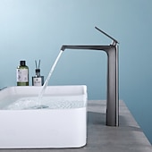 economico Rubinetti per lavandino bagno-Rubinetto per lavabo da bagno - classico rubinetto da bagno monocomando a foro singolo galvanizzato color grigio gomma