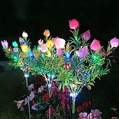 זול אורות נתיבים ופנסים-1 חבילה של 1 תאורת LED גינה דקורטיבית סולארית חיקוי גרדניה זר חיצונית אור שמש לקישוט נתיב חצר שביל פטיו מרפסת דשא, פרחים מלאכותיים הידרנג'ה אור חם