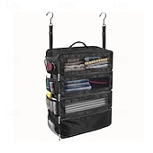 رخيصةأون تخزين الأمتعة والسفر-حقيبة تخزين معلقة كبيرة السعة، 4 طبقات، قابلة للطي، متعددة الوظائف، مناسبة لتخزين الملابس، الشماعات، الأمتعة، والملابس الخارجية