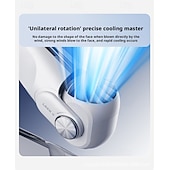 abordables Ventilateurs-Ventilateur de cou portable - Ventilateur de cou rotatif - Ventilateur rafraîchissant rechargeable USB-C, 3 vitesses, design sans pales mains libres, idéal pour les tentes et les activités de plein
