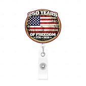 economico 250° Anniversario degli Stati Uniti-Porta badge retrattile per il 250° anniversario dell'America con clip a coccodrillo, porta badge identificativo per il 250° anniversario dell'indipendenza, accessori per il 4 luglio 1776-2026, regalo