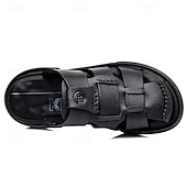 abordables Sandalias casuales-Sandalias casuales de verano de piel sintética para hombre: correas transpirables, tacón y plantilla ajustables, comodidad ligera, perfectas para vacaciones en la playa, resorts, piscinas y ocio al aire libre.