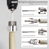olcso fúrókészlet-3 db integrált belső &amp;külső csőmenetvágó szerszám, kettős funkciójú csőmenetvágó szerszám 1/2"-hoz &amp;3/4" &amp;1"-os PVC/műanyag csövekhez, elektromos fúróval kompatibilis csőmenetvágó készlet