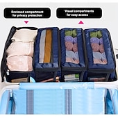 رخيصةأون تخزين الأمتعة والسفر-حقيبة تخزين معلقة كبيرة السعة، 4 طبقات، قابلة للطي، متعددة الوظائف، مناسبة لتخزين الملابس، الشماعات، الأمتعة، والملابس الخارجية