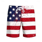 ieftine Patriotice 250 Șorturi-Bărbați 4 iulie - 250 de ani de existență a Statelor Unite Steagul SUA Patriotic Boxeri înot Pantaloni Scurți de Înot Pantaloni Scurti Talie medie Casual Concediu Buzunare laterale Căptușeală din