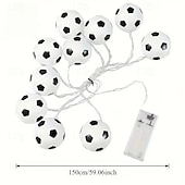 tanie Łańcuchy świetlne baterii-2 szt. 2 m 10 diod LED w kształcie piłek nożnych – ciepłe białe diody LED z pojemnikiem na baterie, idealne do sypialni, salonu, na imprezę, do klubu fanów, jako dekoracja sportowa, na Boże