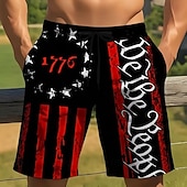  Herren 250. Jahrestag des Unabhängigkeitstages der USA am 4. Juli US Flagge 1776 Badehosen Badeshorts Boardshorts Mittlere Taille Patriotisch Ferien Seitentaschen Netzfutter Elastischer Kordelzug in