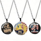  Set di 3 pezzi per la collana del 250° anniversario degli Stati Uniti: ciondolo con aquila 2D e bandiera americana, gioiello commemorativo patriottico, oggetto da collezione 1776-2026, Giorno dell'Indipendenza, 4 luglio, regalo per l'orgoglio americano.