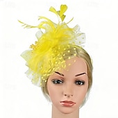 baratos Fascinadores-Fascinadores Rede Casamento Aniversário Vintage Estilo bonito Retro Com Penas Capacete Chapéu