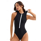  בגדי ריקוד נשים מגן מפריחה בגד ים אחיד רוכסן קדמי ספנדקס הגנה מפני השמש UV UPF50+ ייבוש מהיר ללא שרוולים חליפת גוף בגד ים גלישה חוף ספורט מים קיץ