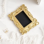 cheap Sculptures-6PCS Vintage Gold Resin Embossed Frame Set – DIY Wall Decor, Photo Frame Accents for Home, Party, Birthday, Wedding, Holiday, Photography Props, Miniature House Decoration