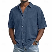 ieftine Cămăși casual inteligente pentru bărbați-Cămașă SoftFade™ pentru bărbați cămașă casual cămașă cu nasturi 100% bumbac cămașă cu spălare acidă cămașă cu spălare acidă neagră roz albastru închis mov verde mânecă scurtă cămașă simplă guler