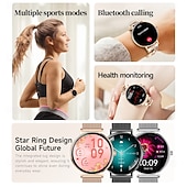baratos Smartwatch-Relógio inteligente exclusivo Goddess com tela redonda AMOLED HD de 1,32 polegadas, ultrafino e leve de 7,5 mm, a melhor opção de presente para namorada, monitoramento de frequência cardíaca e