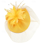 cheap Fascinators-Fascinators Net Wedding Birthday Elegant Vintage Cute With Feather Tulle Headpiece Headwear