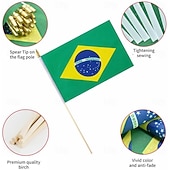 cheap World Soccer Match 2026-25Pack Small Brazil Flag Handheld Mini Brazilian Flag on Stick 5x8 Inch for Soccer World Summer Cup Match, Sports Events, Party Decorations, Fans Cheering