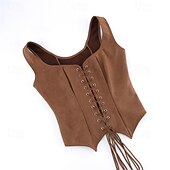 voordelige Bovenkanten-Middeleeuws Renaissance Cottagecore Korset Lijfje Piraat Viking Boers Veters Kostuum Dames Keltisch Fantasie Halloween Carnaval Prestatie LARP Ren Faire Volwassenen Korset