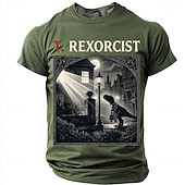 preiswerte Camisetas divertidas para hombres-Men's T. REXORCIST Funny Movie Parody T-Rex Dinosaur Priest Silhouette Graphic T-Shirt Gothic Horror Noir Style Casual Short Sleeve Tee Halloween Gift Designer Clothing Apparel S M L XL XXL XXXL