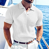 economico Polo Classico da Uomo-Per uomo Top a Maglia a Coste Polo da Golf Casuale Lavoro Bavero Colletto Polo a Coste Manica Corta Essenziale Moderno Tinta unica Bottoni Lavorato a maglia Primavera &amp; Estate Tutte le stagioni
