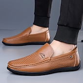 economico Scarpe Casual Slip-On-mocassini da uomo bianchi traforati, slip-on traspiranti, scarpe casual da guida per l'uso quotidiano, ufficio, viaggi, outfit del fine settimana, stile smart casual estivo e camminate comode