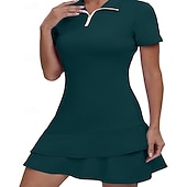 billiga Kvinnors klänning-Dam Grafisk Leopard Geometrisk Tennisklänning med shorts Sportklänning Golfpikéklänning Kortärmad Fjärdedels blixtlås Asymmetrisk Elastisk Svettavvisande Andningsfunktion Tennis Golf Badminton