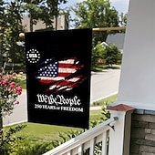 halpa 250. vuosipäivä-2 kpl 250-vuotisjuhlavuotta esittelevä Yhdysvaltain lippu, kaksipuolinen, ulkokäyttöön tarkoitettu isänmaallinen puutarhalippu Vapaudenpatsaalla, 4. heinäkuuta -koristeet Yhdysvaltain 250-vuotisjuhlaan, USA 250 -aiheiset tuotteet, muisto 1776-2026