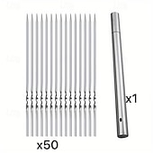 お買い得  バーベキューとアウトドア料理-ステンレス製バーベキュー串51点セット（筒状の収納ラック付き）、再利用可能なグリル串、平型キャンプ用バーベキューフォーク、アウトドア調理器具、ピクニック用調理器具、バーベキューアクセサリー