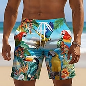  Per uomo Pappagallo Piante Tropicali Tucani Costumi da bagno Pantaloncini da mare Pantaloncini da Surf Misura del girovita medio Hawaiano Vacanza al Mare Tasche Laterali fodera in rete Coulisse