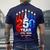  2026. július 4. 250. Emléknap Férfiak 3D Nyomtatott US Zászló Kerek Nyakú Rövid Ujjú Póló Napi Utca