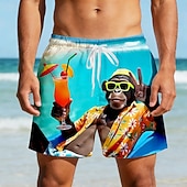  Per uomo Animale Divertente Scimmia Costumi da bagno Pantaloncini da mare Pantaloncini da Surf Misura del girovita medio Hawaiano All'aperto Vacanza Abbigliamento Quotidiano Tasche Laterali fodera in