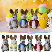  6 יחידות ממולאות סל פסחא ארנב לבד מחט, בובת פרווה מיניאטורית מצמר בעבודת יד, צעצוע בסגנון ארנב, מתנה רכה ואביבית לילדים בנות בנים, עיצוב חדר ילדים בהשראת וולדורף