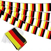 abordables Match de Football Mondial 2026-Guirlande de fanions de l'Allemagne pour la Coupe du Monde de football d'été : 50 fanions, guirlande de 14 mètres de petits drapeaux allemands pour la décoration, les écoles, les fêtes et les