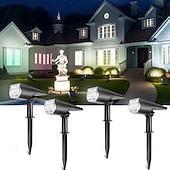 abordables Éclairages pour allées-Lot de 4 projecteurs solaires d'extérieur, étanches IP65, 7 LED, détecteur crépusculaire, projecteurs décoratifs pour jardin, terrasse, cour, pelouse, allée, éclairage paysager