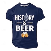  Herren Bier Geschichte T Shirt Kurzarm T-Shirt 3D-Druck Rundhalsausschnitt Hemd Mode Täglich Täglich Straße Blau Schwarz Rote Sommer Frühling Bekleidung S M L XL XXL XXXL
