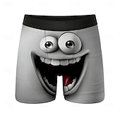 preiswerte Retro Vintage &amp; Ethik-Herren Cartoon Lächelndes Gesicht Gesichtsausdruck Dehnbare Boxershorts Badeshorts Boxer-Badeshorts Lustig Lässig Heim Strandurlaub Elastischer Bund Feuchtigkeitsableitend Atmungsaktive Unterwäsche