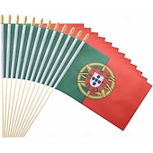 cheap World Soccer Match 2026-25Pack Small Portugal Flag Handheld Mini Portuguese Flags on Stick 5x8 Inch for Soccer World Summer Cup Match, Sports Events, Party Decorations, Fans Cheering