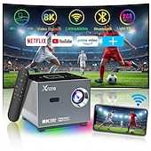 levne Projektory-Přenosný mini chytrý projektor s Wi-Fi a Bluetooth, 2 GB + 16 GB Android, 720p LCD displej s podporou 4K/8K, hlasové dálkové ovládání domácího kina pro hraní her a filmů, dárek pro fotbalové fanoušky