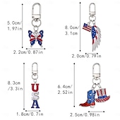olcso Az Egyesült Államok 250. évfordulója-8 darabos, az USA függetlenségének napjára emlékeztető piros, fehér, kék zászlós ötvözetből készült kulcstartó, hazafias szárnyas táska medál, amerikai zászlós kulcstartó kiegészítő, 250. évfordulós