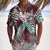 economico Piante tropicali-Per uomo Foglia di palma Palma di Cocco Piante Tropicali Camicia hawaiana estiva Camicia con Bottoni Camicia Aloha Manica Corta Hawaiano Vacanza Estate Primavera Collo ripiegato Stampa 3D camicie con