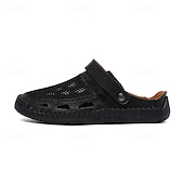 levne Pohodlné sandály-Pánské hnědé perforované nazouvací sandály – prodyšné, pohodlné, lehké, ideální na léto, běžné nošení i do přírody