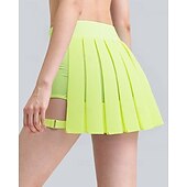 cheap Women's Skirts &amp; Skorts-Women's Solid Colored Casual Skirt Tennis Skirts with Shorts Sport Skirt Sleeveless Pleated Pocket High Waist Elastic Sweat-Wicking Breathable Tennis Golf Pickleball Skirt Black White Wine Tennis