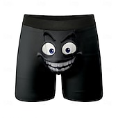 abordables Rétro Vintage &amp; Éthique-Homme Dessin animé Visage Souriant Expression du visage Boxers extensibles Caleçons de Bain Shorts de bain boxeur Drôle Occasionnel Maison Vacances à la Plage Ceinture Élastique Évacuation de