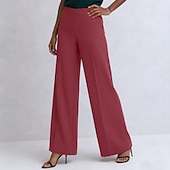 preiswerte Gerade geschnittene Hose-Damen Hose Freizeithose Sommerhose Elegant Mode Alltagstauglich Volle Länge Hohe Taille Einfarbig Einfach Reißverschluss Gerader Schnitt Komfort Leicht Weich Unelastisch Täglich Streetwear Arbeit