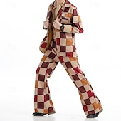 Χαμηλού Κόστους Ενδύματα-Σετ Ρετρό / Βίντατζ Δεκαετία '70 Παντελόνια Πουκάμισο Μακριά Μανίκια Χίπισσα Ντίσκο Καρώ / Gingham Φανταχτερή Φόρεμα Ανδρικά Απόκριες μουσικό φεστιβάλ Ρετρό Θεματικό Πάρτι Ενηλίκων