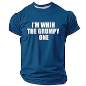  Men's I'M WHIH THE GRUMPY ONE With The Grumpy One Funny Humorous Royal Blue T Shirt Graphic Short Sleeve Crew Neck Regular Fit Casual Daily Wear Gift Designer Clothing Apparel S M L XL XXL XXXL