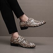billiga Derby skor-Herrskor med leopardmönster, konstläder, snygga och eleganta, perfekta för bröllop, fester och formella tillfällen
