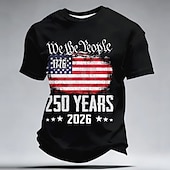 4th of July 2026 250th Memorial Day Men's 3D Print US Flag Crew Neck Short Sleeve T-Shirt Daily Street