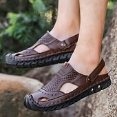 economico Sandali casual-sandali estivi traforati in similpelle da uomo – cinturino regolabile, comfort traspirante leggero, calzature casual versatili per spiaggia, viaggi, resort e tempo libero all'aria aperta